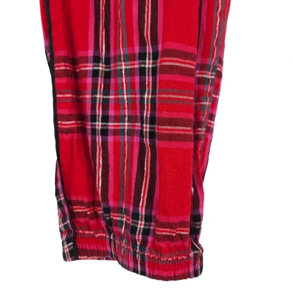 Victorias Secret Pajama Jogger Sleep Pants Red Plaid Flannel Stretch Waist - Picture 4 of 8